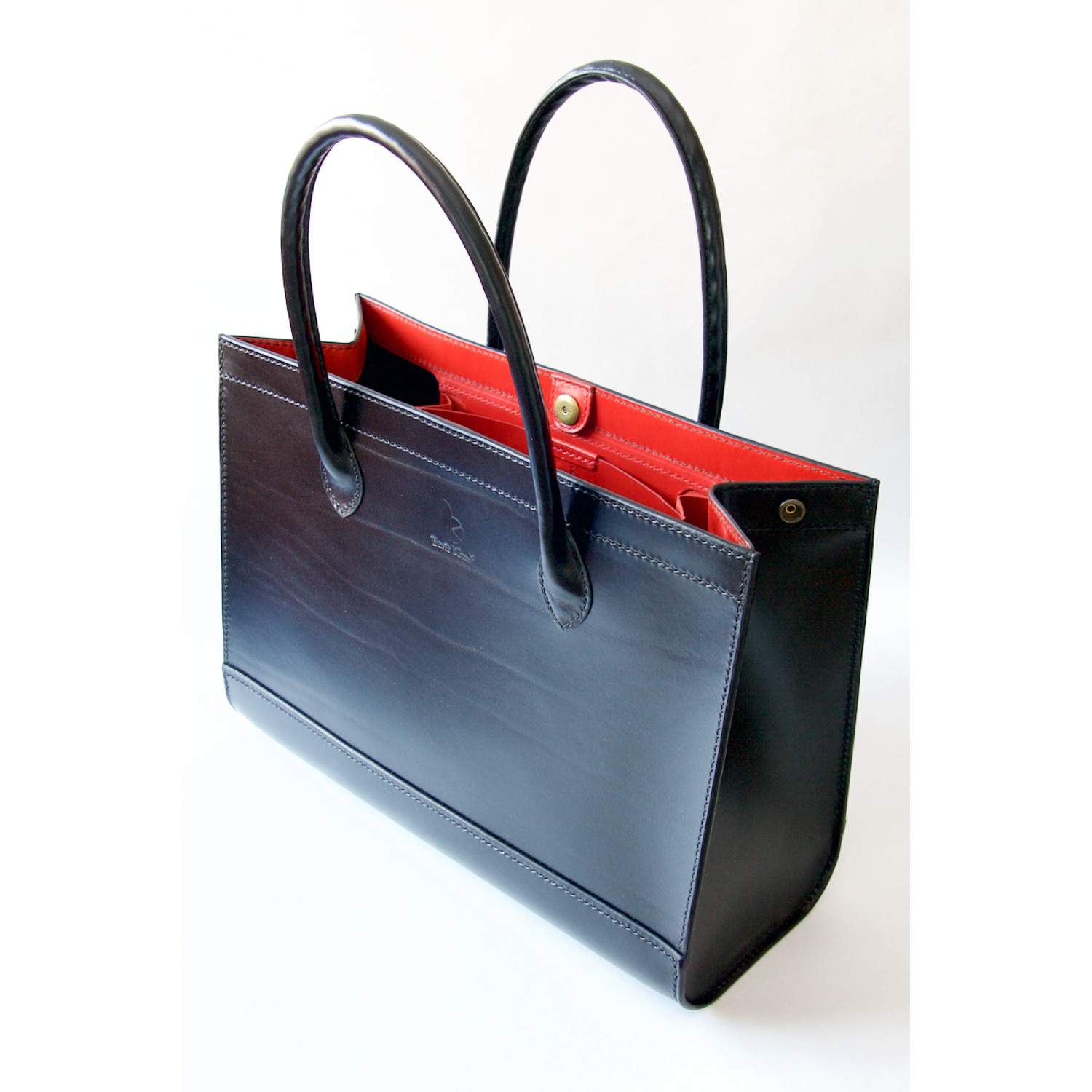 black leather tote bag