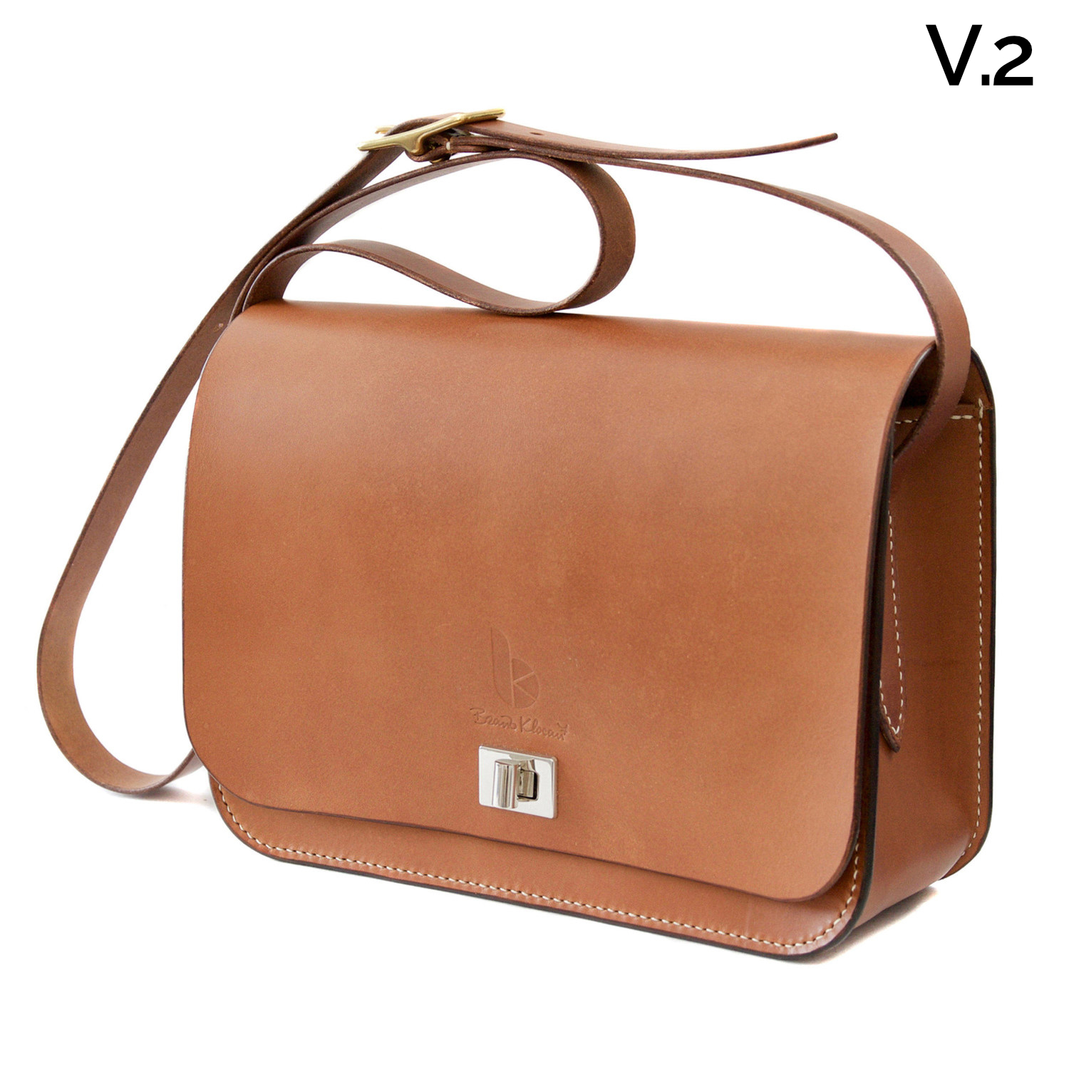 leather crossbody handbag with turn lock